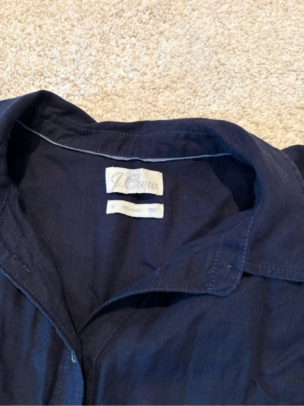 J. Crew Navy Button-Front Shirt Dress - Picture 2 of 3